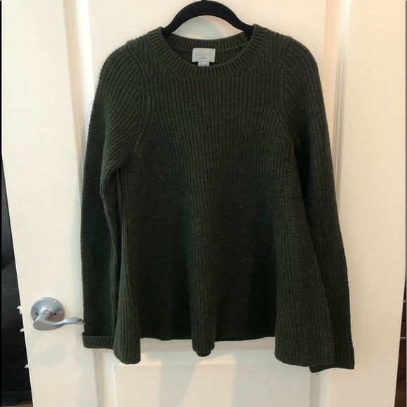 Grey By Jason Wu Forest Green Merino Wool trapeze Sweater Size S - Picture 7 of 16